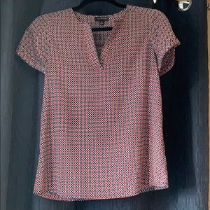 The Limited Tops - Navy and red patterned blouse The Limited Tops - Navy and red patterned blouse